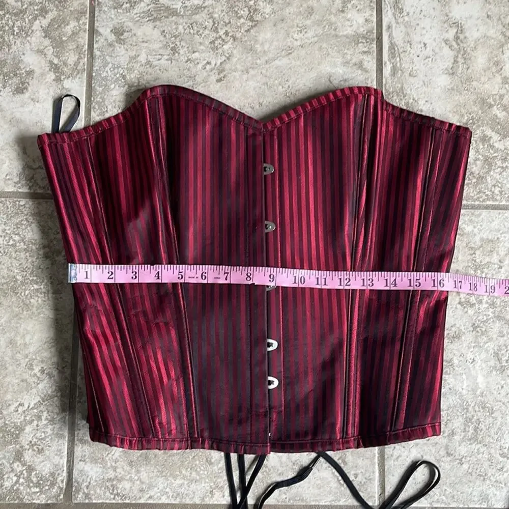 Hips & Curves Steampunk Lace Up Corset‎ Red Pinstripe Size 34